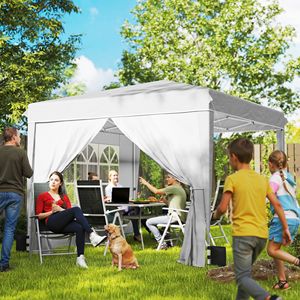Carpa Plegable Blanca de 10 x 10 pies con Paredes Laterales UPF50+, Refugio Instantáneo Portátil para Exteriores, Incluye Bolsa de Transporte - Product Image 2