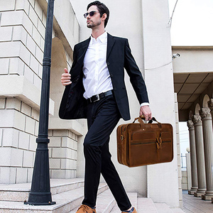 Sac à main en cuir véritable personnalisé pour homme, modèle DG-LB-1012 de la marque Dwelt Gears, pour ordinateur portable, affaires, bureau, voyages - Product Image 6