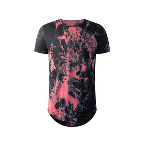 Men's <b>Tie</b>-Dye Short Sleeve O-Neck T-Shirt Regular Fit Long Length Casual <b>Knitted</b> Style - Product Image 1
