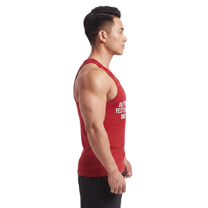 Débardeur de sport pour homme, col rond, 100 % polyester, respirant, coupe légère, imprimé, pour tenue décontractée - Product Image 3