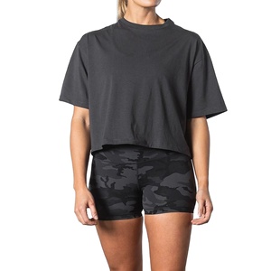 Camisetas Cortas para Mujer, Camisetas de Algodón con Logotipo Personalizado para Deportes de Verano, Camisetas Cortas de Algodón de Manga Corta, Holgadas y Casuales - Product Image 1