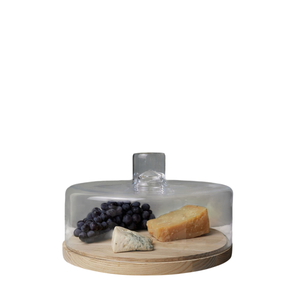 Support à gâteau rond en verre avec base en bois, forme hémisphérique, réutilisable, présentoir à dessert, fait main, en solde - Product Image 6