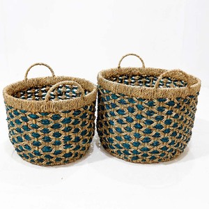 Handwoven Seagrass Storage Basket with Handle Natural Woven Organizer <b>Bin</b> for Home <b>Bedroom</b> - Product Image 4