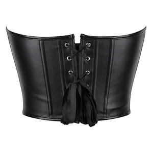 Corset gainant noir en similicuir PU pour femme, maintien ferme, design respirant, fermeture à agrafes, usage quotidien - Product Image 2