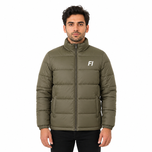 Men's Quilted <b>Puffer</b> <b>Jacket</b> Full Sleeve Stand Collar Winter Padded Zipper Coat Warm Outdoor Casual Men's <b>Jackets</b> Wholesale OEM - Product Image 1