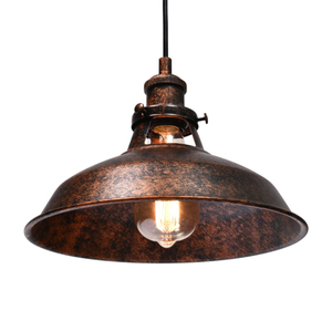 Lámpara colgante vintage, lámpara de techo con pantalla de cúpula estilo granero, lámpara de montaje en techo para bar y cafetería, acabado en cobre antiguo metálico. - Product Image 1