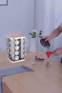 16 Pcs Wooden Spice <b>Rack</b> with Masala Jars Turnable Condiment Stand Spice Container for <b>Kitchen</b> <b>Storage</b> - Product Image 3