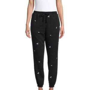 Pantalon de jogging athlétique pour femme en molleton doux extensible, coupe droite, 100 % polyester, avec cordon de serrage, décontracté, hiver - Product Image 1