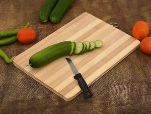 Eco-Friendly Bamboo Cutting <b>Board</b> & Chopping Block-Dishwasher Safe Kitchen <b>Tool</b> with Wood Knife Handle - Product Image 3