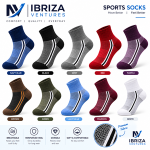 Chaussettes blanches Ibriza Ventures, chaussettes de sport respirantes en coton tricoté rayées - Product Image 3