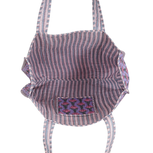 <b>Quilted</b> Cotton Open Tote Bag Women Lavender Block Print Floral Shoulder Handmade Indian Boho Beach Summer Autumn Durable - Product Image 5