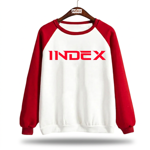 Sudadera de Manga Raglán para Hombre, Color Blanco y Rojo, Algodón, Cuello Redondo, Estilo Casual para Otoño - Product Image 1