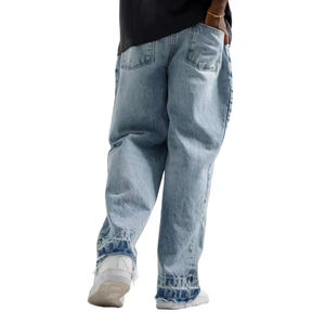 Jeans pour hommes, coupe droite, en denim élégant, style streetwear, blanc, délavé, coupe ajustée, baggy, extensible - Product Image 6