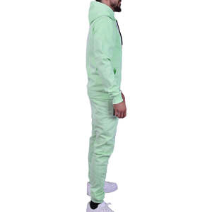 Conjunto Deportivo Verde Menta, Chaqueta con Capucha y Cremallera Completa Resistente al Agua y Pantalones Deportivos a Juego, Conjunto Deportivo de Forro Polar Técnico para Hombre - Product Image 5