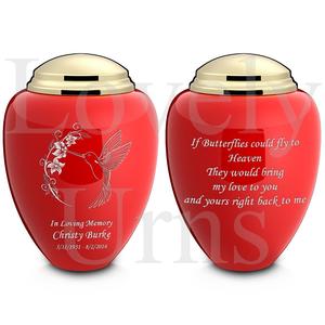 Urna Funeraria de Latón Rojo Brillante con Diseño de Colibrí para Adultos, Recuerdo Conmemorativo, Recipiente para Cenizas, Elegante y Duradero - Product Image 2