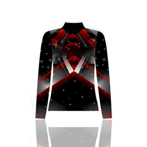 เสื้อแจ็คเก็ตสปอร์ตผู้หญิง สีแดงดำ ตัดต่อสี แขนยาว ซิปหน้า ผ้าฟลีซ แถบข้าง ถักทอ แห้งเร็ว ทรงปกติ ใส่ได้ทุกฤดู - Product Image 5