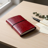 Couverture de carnet personnalisée en cuir gaufré crocodile rouge, monogramme sur mesure, format A6, rechargeable, cadeau d'écriture, Al Amir
