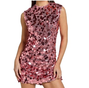Vestido de Mujer con Lentejuelas, Vestido Halter sin Mangas, Brillante, para Fiestas de Verano, Clubes, Mini Vestidos de Cóctel con Lentejuelas - Product Image 1