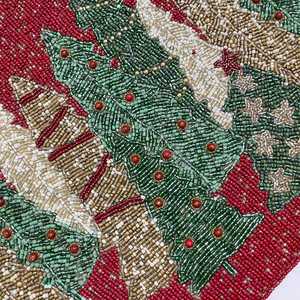 Handmade Red Green Glass Bead <b>Mosaic</b> Design Rectangle Tablemat - Product Image 3
