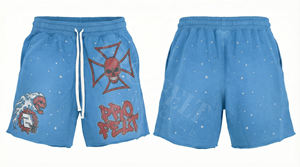 Pantalones Cortos de Chándal Pro Felt Personalizados con Cinturón, Ajuste Holgado Oversize, Decoración de Pedrería y Estilo Lavado - Product Image 5