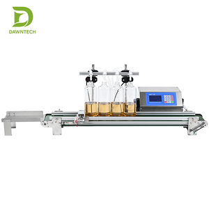 Máquina Llenadora Automática Pequeña para Leche, Jugos, Bebidas, Líquidos Aromatizantes y Aceites Esenciales con Línea de Llenado de Cuatro Cabezales y Cinta Transportadora - Product Image 1
