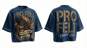 Camiseta de Hombre de Moda, Cuello Redondo, Estilo Urbano, Hombros Caídos, con Pedrería, Logotipo Personalizado, Transpirable, Estilo Hip Hop - Product Image 2