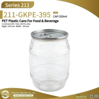 Boîte en plastique PET personnalisée de 255ml 260ml 375ml 395ml avec couvercle à ouverture facile Pot transparent en PET pour emballage alimentaire de noix biscuits dessert