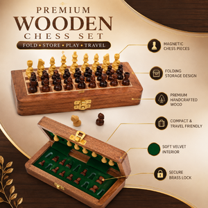 Juego de Ajedrez Magnético Portátil de Madera con Tablero Plegable para Guardar |   Juego de Ajedrez de Viaje Hecho a Mano para Niños, Adultos y Familias, Ideal para Regalo - Product Image 5
