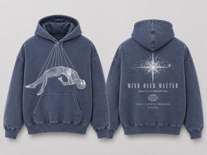 เสื้อฮู้ดดี้โอเวอร์ไซส์ Mind Over Matter สำหรับทุกเพศ ผลิตจากผ้าฝ้ายฟลีซ 100% พร้อมกระเป๋า  รักษ์โลก ระบายอากาศได้ดี สไตล์วินเทจสำหรับฤดูหนาว - Product Image 1