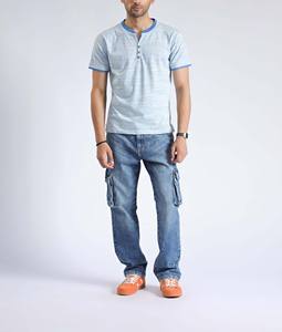 Nouveau design T-shirt polo homme à manches courtes bleu clair Henley en coton et polyester tendance avec col boutonné Vente en gros Streetwear - Product Image 5