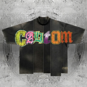 เสื้อยืดผู้ชายทรงโอเวอร์ไซส์ สไตล์วินเทจ สตรีทแวร์ กอธิค ย้อมสีแบบแอซิดวอช ผ้าฝ้าย 100% ระบายอากาศได้ดี ใส่สบาย เหมาะสำหรับฤดูร้อน - Product Image 1