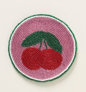 Handmade Durable <b>Beaded</b> Round Mats & Pads <b>Coaster</b> Set Peppermint Swirl Design Bead Embroidery Table Decor Modern HK EXPORTS - Product Image 6