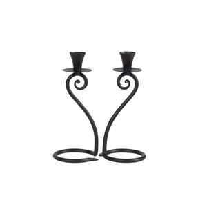 Set Of 2 <b>Black</b> Finish Iron <b>Candlestick</b> Holders for Home Wedding Holiday Decoration Tabletop Handmade Candle Holders - Product Image 6