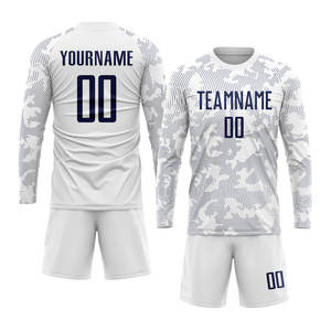 Uniforme de Fútbol Sublimado Blanco y Azul Marino, Personalizado, Transpirable, de Secado Rápido, para Equipos Deportivos, Profesional - Product Image 4
