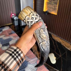 Cuencos Vikingos para Beber, Regalos Estilo Vikingo para Hombres, Jarra de Cerveza con Soporte de Hierro, Cuenco Auténtico de Ágata para Beber Cerveza - Product Image 4