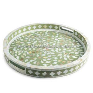 Bandejas de Servir Modernas al por Mayor, Hechas a Mano con Madera y Nácar, Elegantes, Duraderas, Multifuncionales, Ecológicas, con Estampado Animal, para Hotel y Hogar - Product Image 1