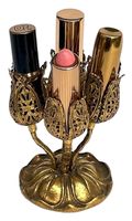 Support de présentation de rouge à lèvres élégant et antique, organisateur de cosmétiques décoratif en métal pour table de toilette et rangement de maquillage