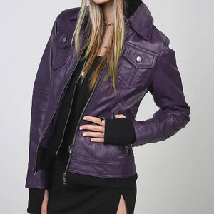 Veste en cuir véritable élégante pour femmes, qualité supérieure, vêtements d'extérieur tendance pour l'hiver, à porter au quotidien - Product Image 5