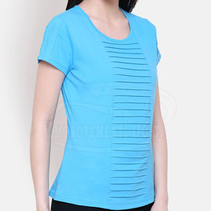 Nuevo diseño de manga corta para mujer, camisetas de algodón y poliéster para mujer, camisetas con bajo MOQ para mujer - Product Image 2