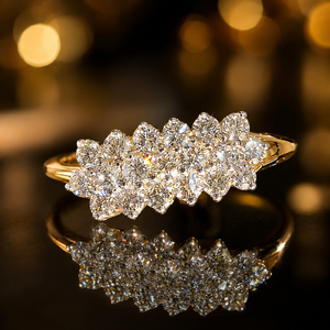Attractive 14K <b>Gold</b> Women <b>Ring</b> with Brilliant Diamond Look Stones Premium Party Wear Jewelry Supplier - Product Image 3