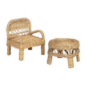 Natural Woven Rattan <b>Doll</b> Chair Table Set Durable Toy Furniture Wholesale Factory Price Hot Sale For International Business - Product Image 3
