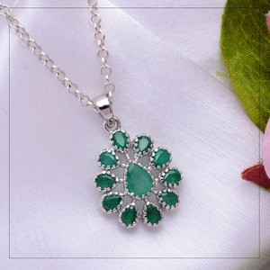 Pendentif de mode en argent sterling 925 plaqué or 14 carats avec pierre précieuse émeraude, fait main, pierre de naissance de mai, certifié IGI, bijou élégant, cadeau - Product Image 6