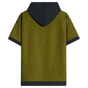 Men's <b>Short</b> <b>Sleeve</b> Hooded Sweatshirt Color Block Pullover <b>Hoodie</b> with Drawstring Pocket Casual Top - Product Image 4