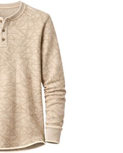 Sweat-shirt Henley imprimé géométrique personnalisé pour homme, manches longues, en molleton bouclette, coupe classique, haut décontracté, vêtements d'hiver pour homme, nouveauté - Product Image 4