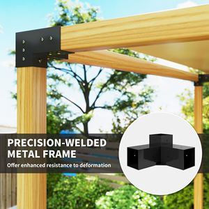 Kit Pergola in Legno da 8 Pezzi con Staffe Angolari a 3 e 4 Vie per Legname 4x4 (Misure Reali 3.6x3.6), Telaio in Lega Resistente - Product Image 6