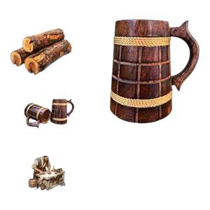 Jarra de Cerveza de Madera Hecha a Mano, con Acabado Sheesham, Estilo Barril, Ligera y Duradera, para Cerveza Artesanal - Product Image 2