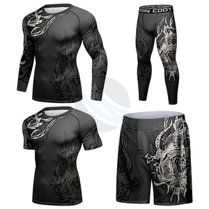 Ensemble de rashguards de compression pour hommes SPOFIT, manches longues et courtes, avec imprimé dragon, séchage rapide, spandex, polyester, coutures invisibles - Product Image 4