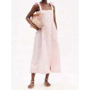 Robe d'été brodée style Vintage pour femmes, mi-longue, Boho, tactile, Vintage, magnifique, Boho, cravate, épaule dénudée, maillots de bain - Product Image 1