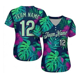Maillot de softball pour femmes, design personnalisé, logo sur le devant, respirant, séchage rapide, manches courtes, tenue d'équipe athlétique - Product Image 1