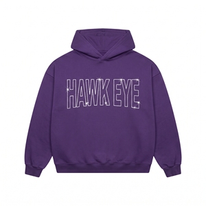 Sweat à capuche personnalisé pour homme avec logo en strass, 100 % coton, violet, imprimé, style streetwear, coupe oversize, vente en gros - Product Image 4